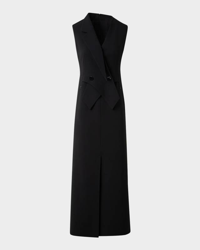 Double-Face Wool Midi Sheath Dress